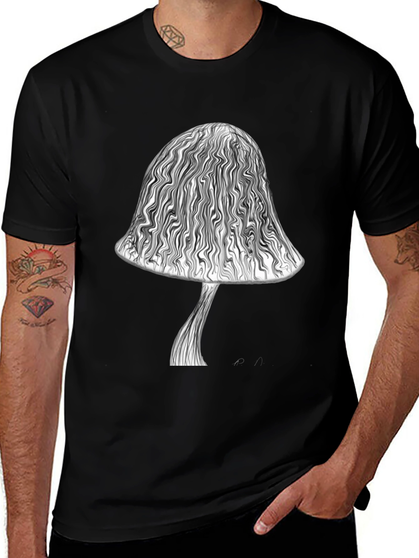 Mushroom Graphic Tee - Unique Swirl Design