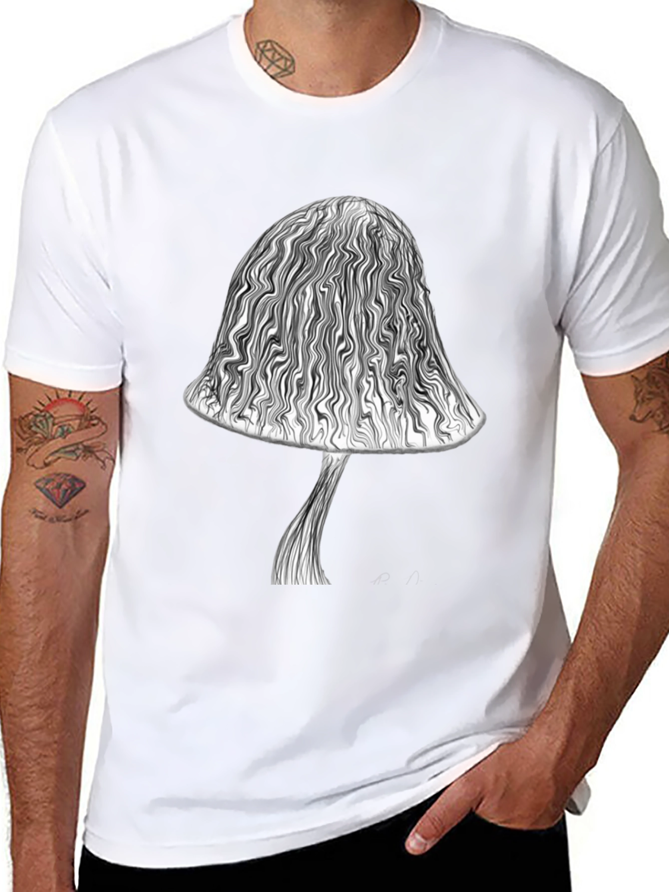 Mushroom Graphic Tee - Unique Swirl Design