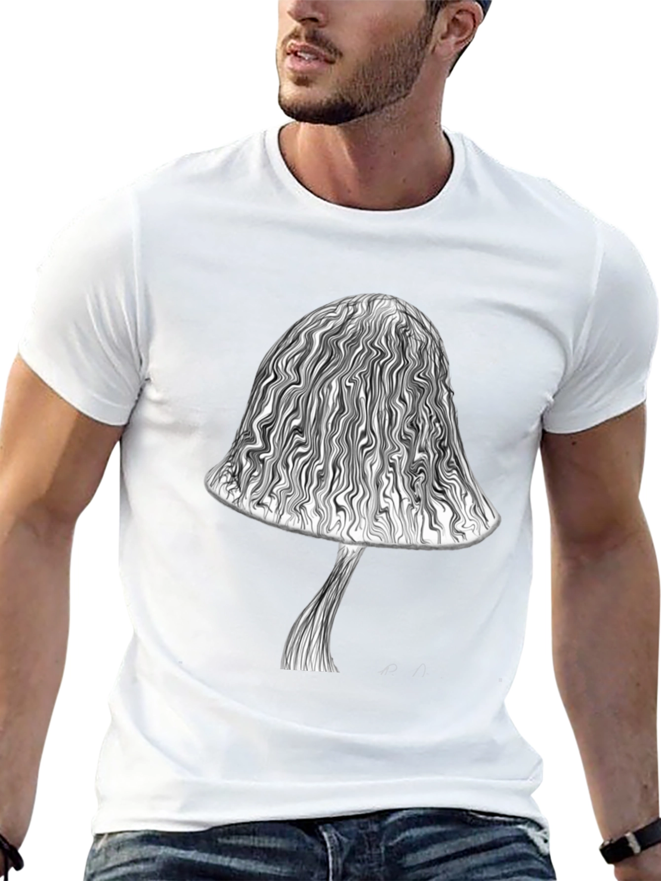 Mushroom Graphic Tee - Unique Swirl Design