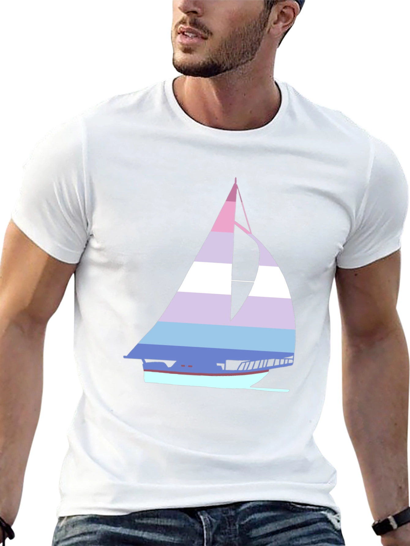 Striped Sailboat T-Shirt - Nautical Style Tee
