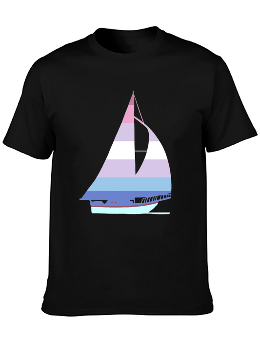 Striped Sailboat T-Shirt - Nautical Style Tee