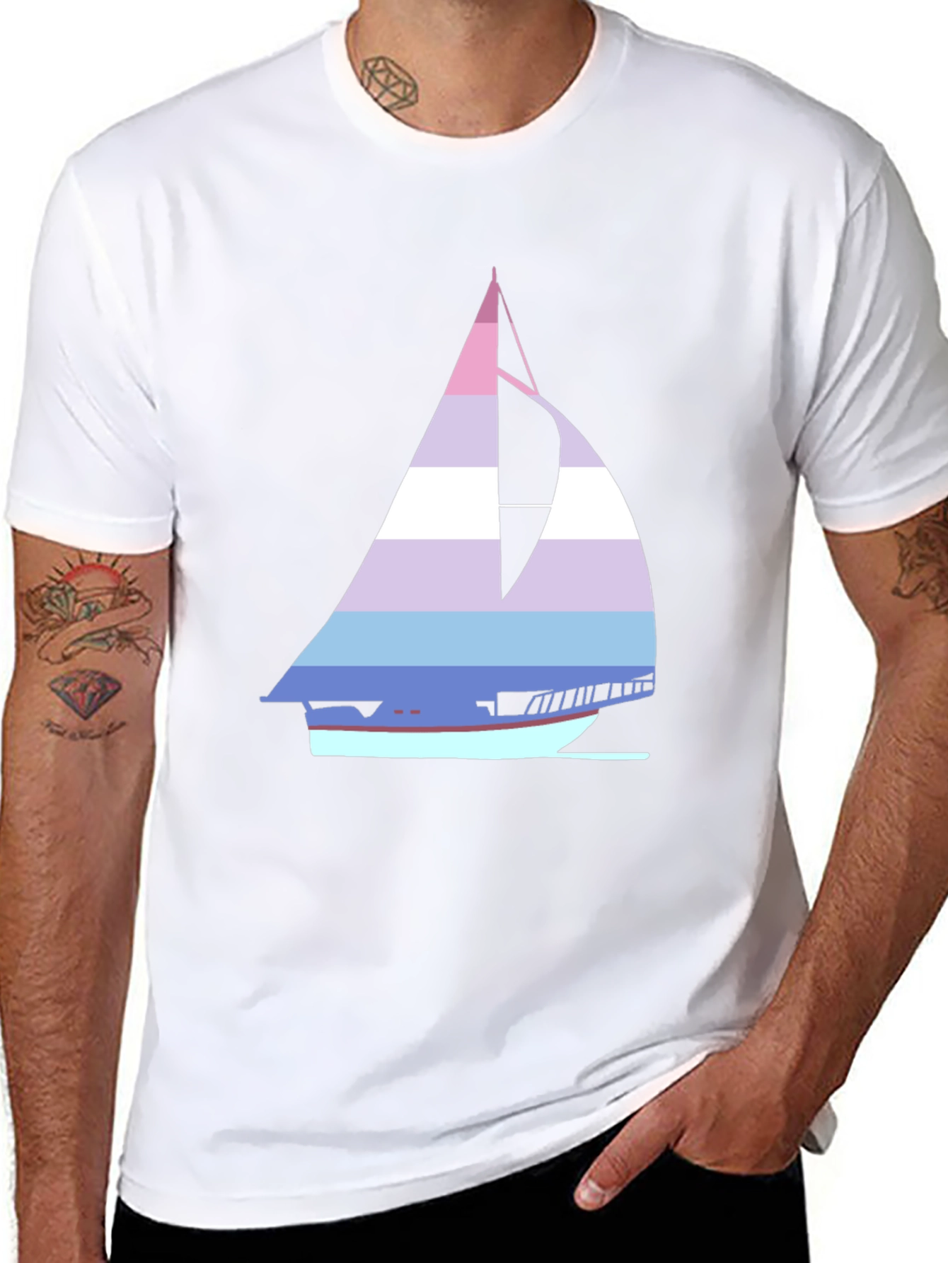 Striped Sailboat T-Shirt - Nautical Style Tee