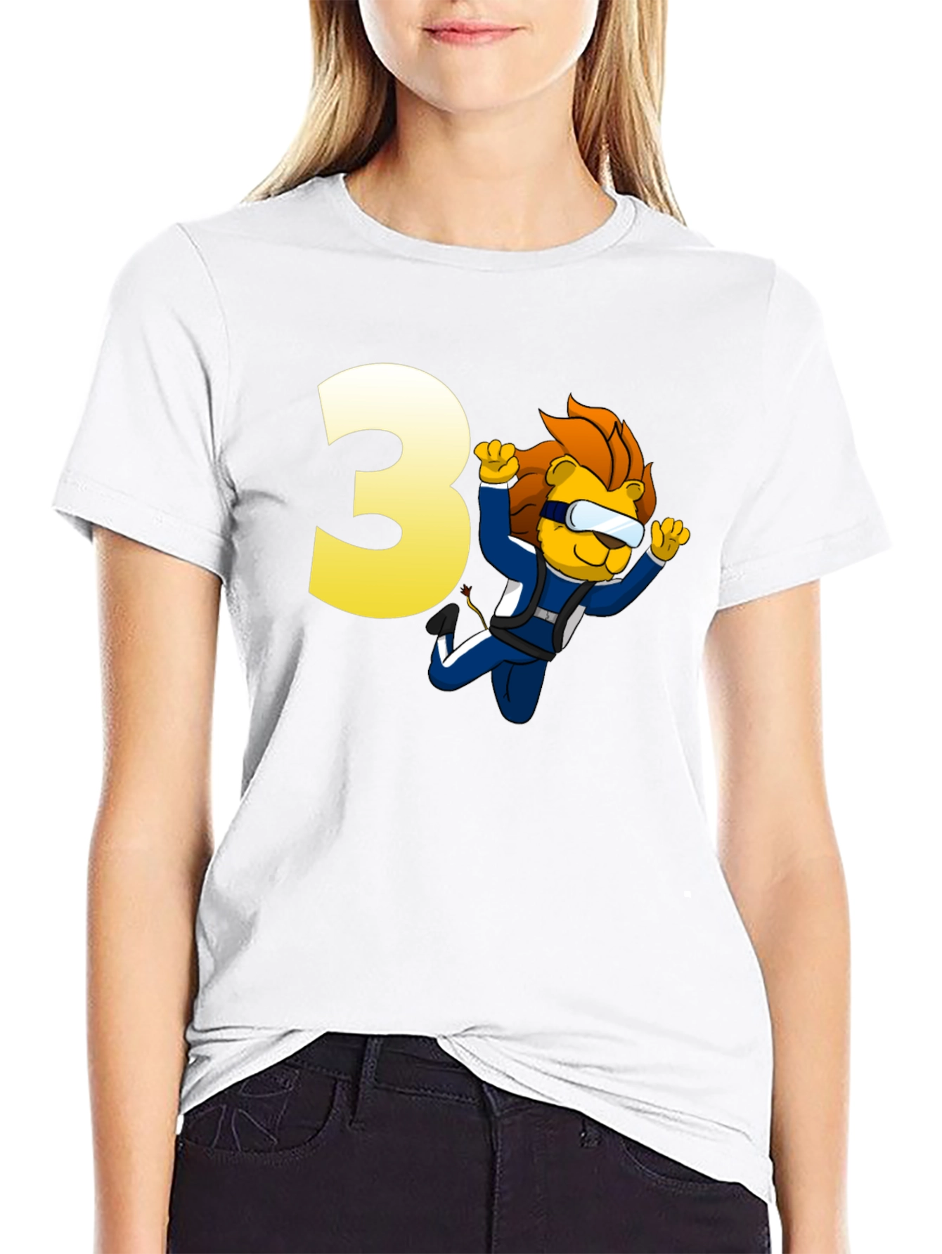 Lion Skydiver Birthday T-Shirt - Number 3