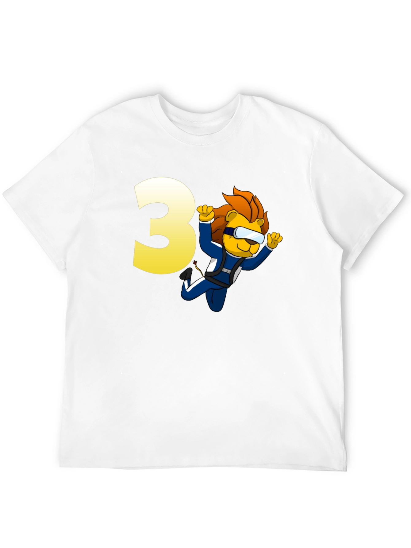 Lion Skydiver Birthday T-Shirt - Number 3