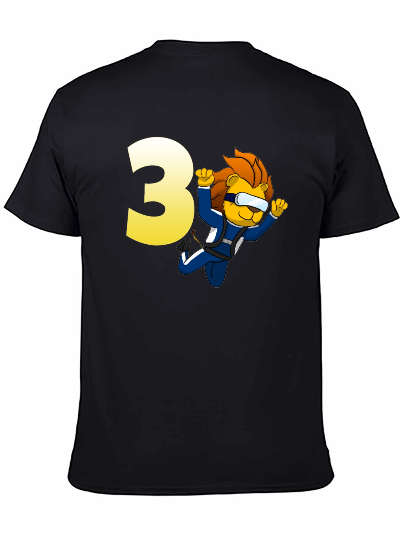 Lion Skydiver Birthday T-Shirt - Number 3