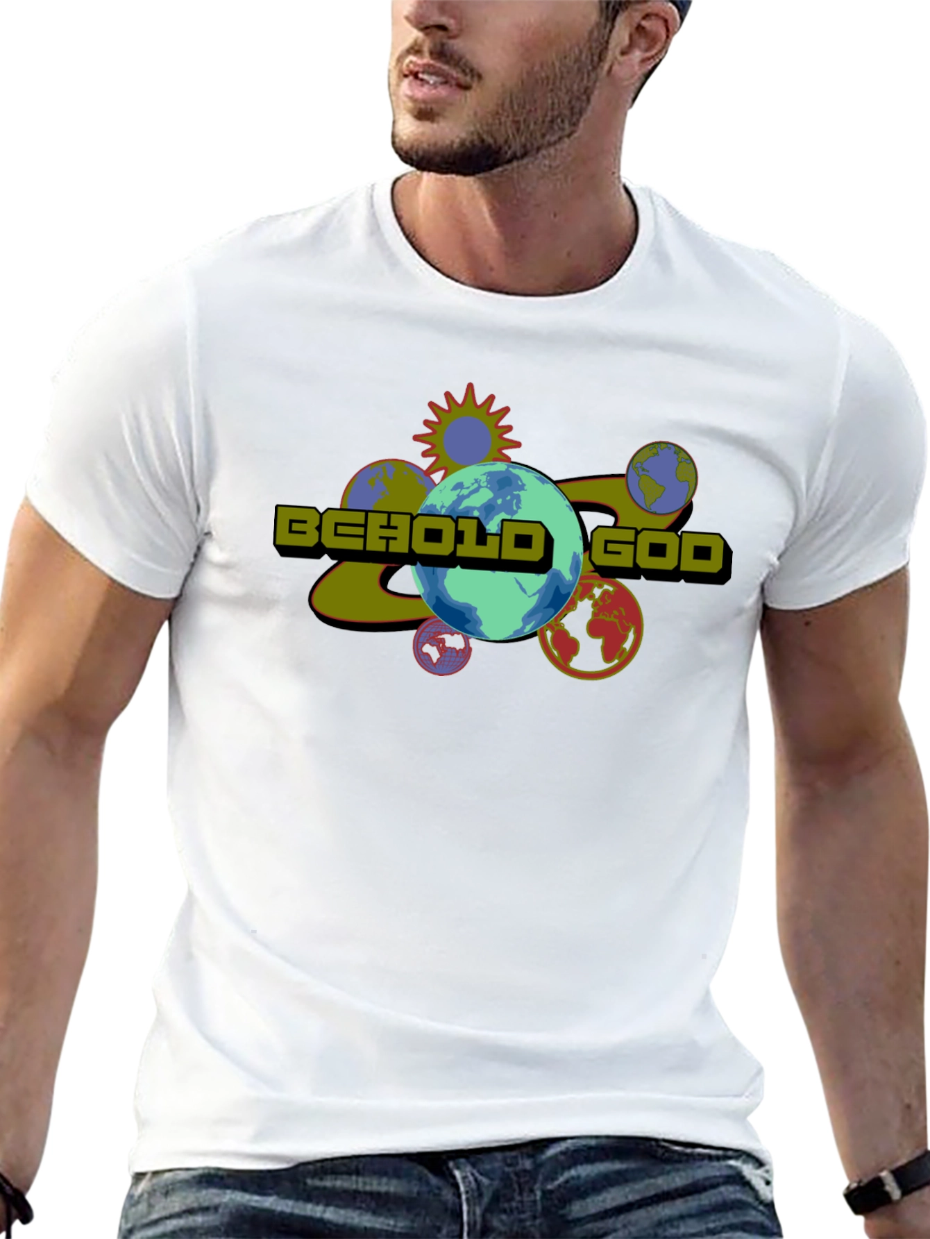 Behold God Graphic Print Black T-Shirt