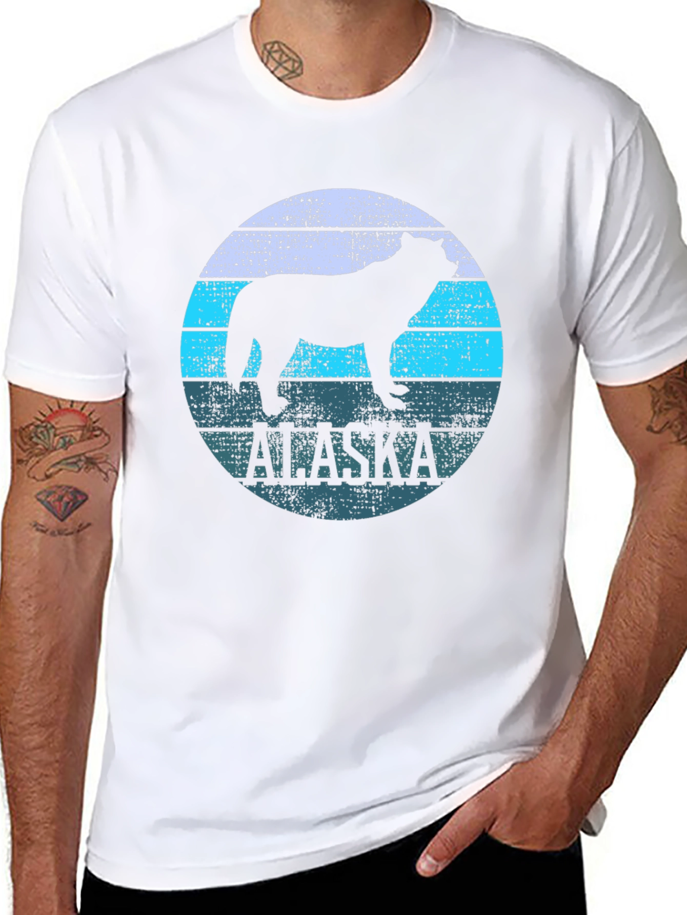 Alaska Wolf Graphic Print Black T-Shirt