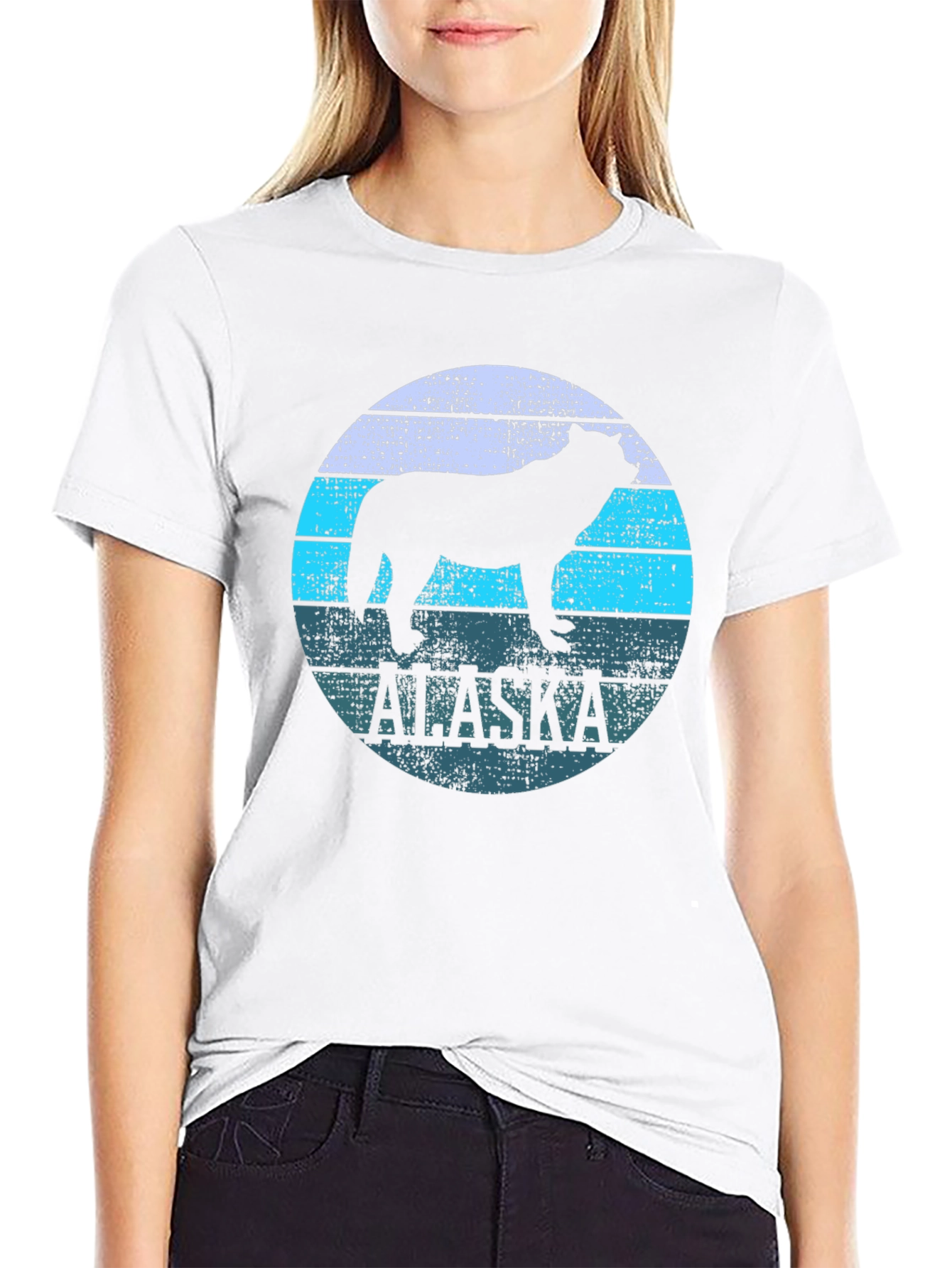 Alaska Wolf Graphic Print Black T-Shirt