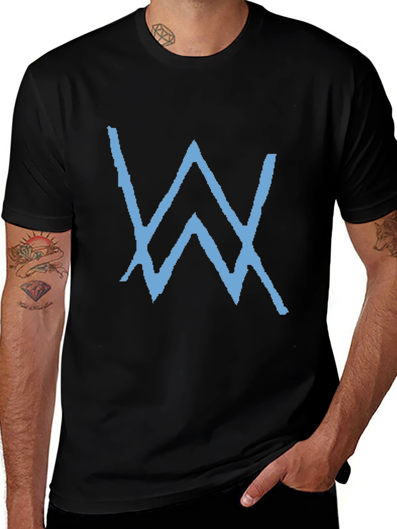 Black T-Shirt with Blue W Logo
