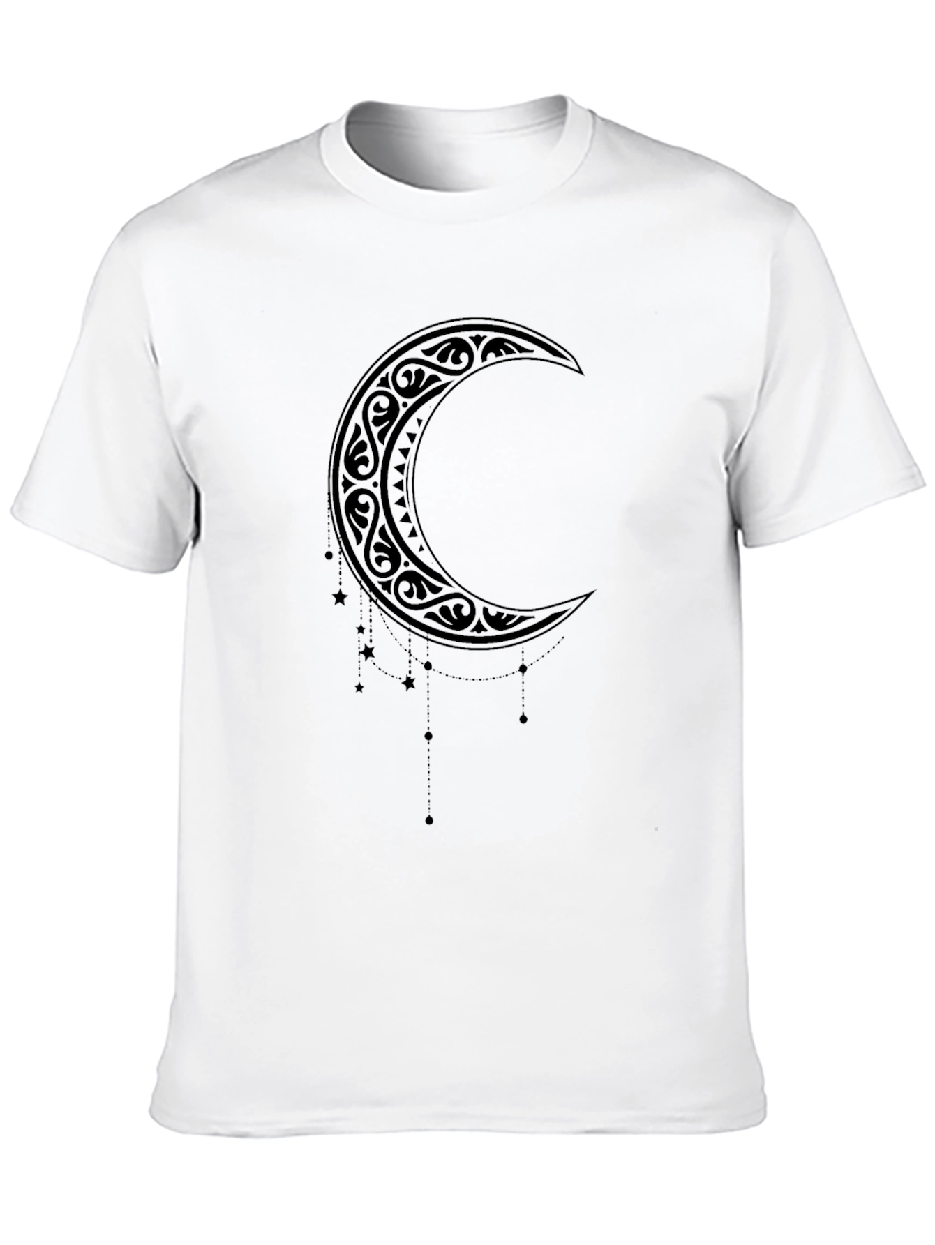 Tribal Crescent Moon Graphic Tee - Black