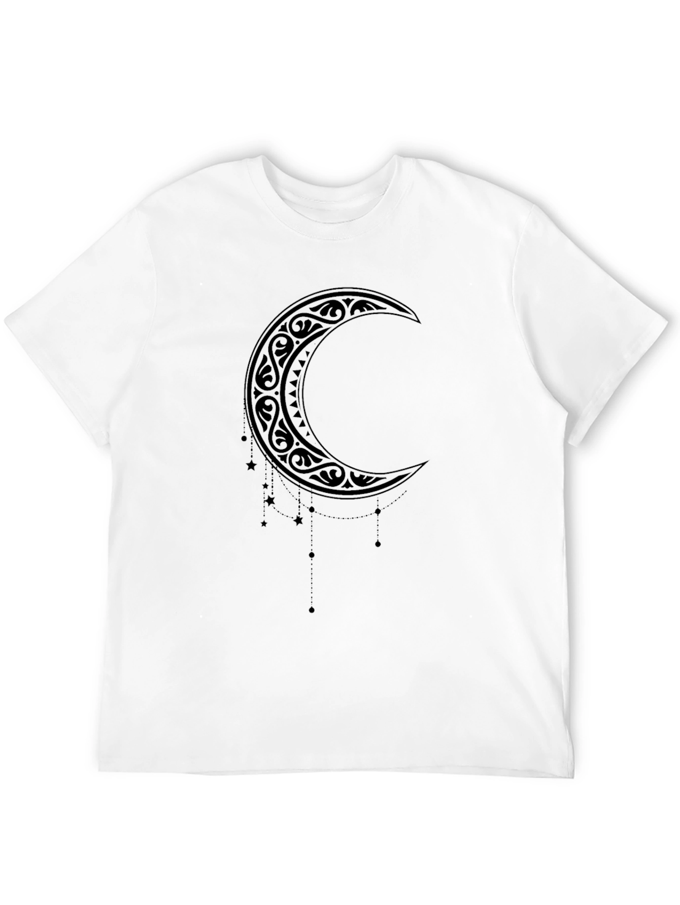 Tribal Crescent Moon Graphic Tee - Black