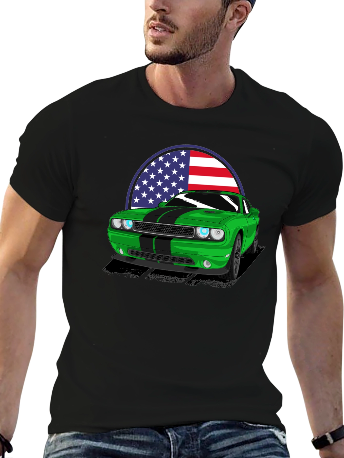 American Muscle Car T-Shirt - Green Challenger