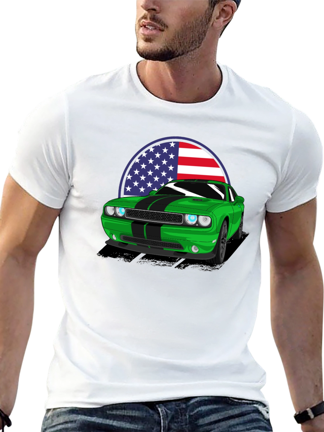 American Muscle Car T-Shirt - Green Challenger