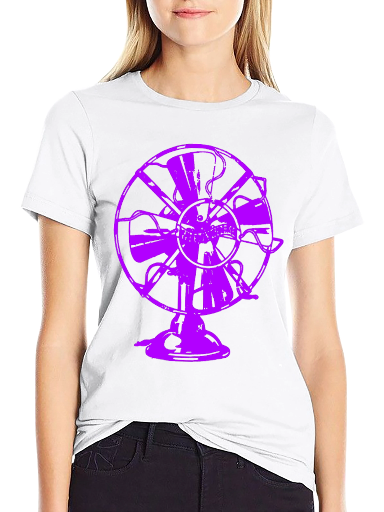 Purple Fan Graphic Tee - Unique Black T-Shirt