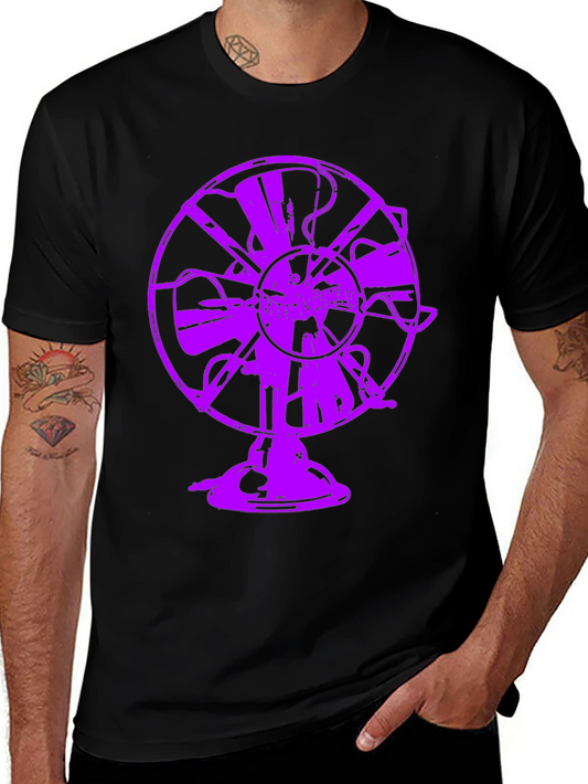 Purple Fan Graphic Tee - Unique Black T-Shirt