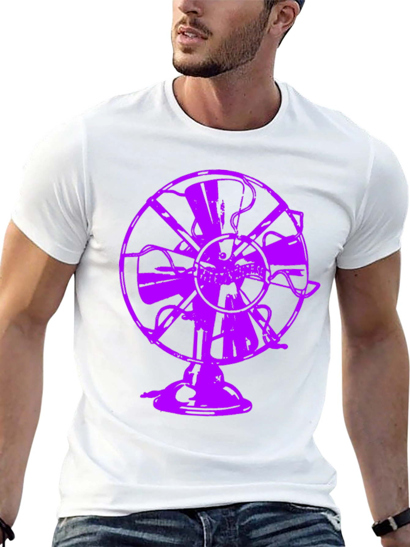 Purple Fan Graphic Tee - Unique Black T-Shirt