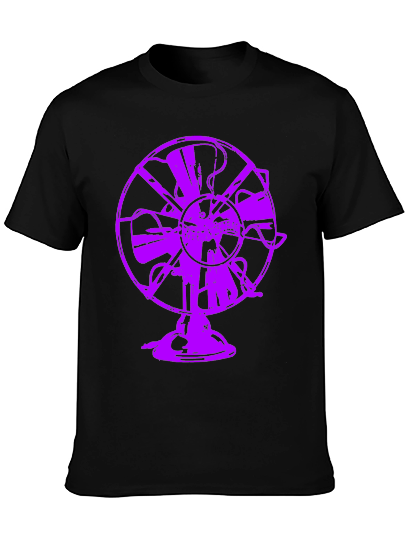 Purple Fan Graphic Tee - Unique Black T-Shirt