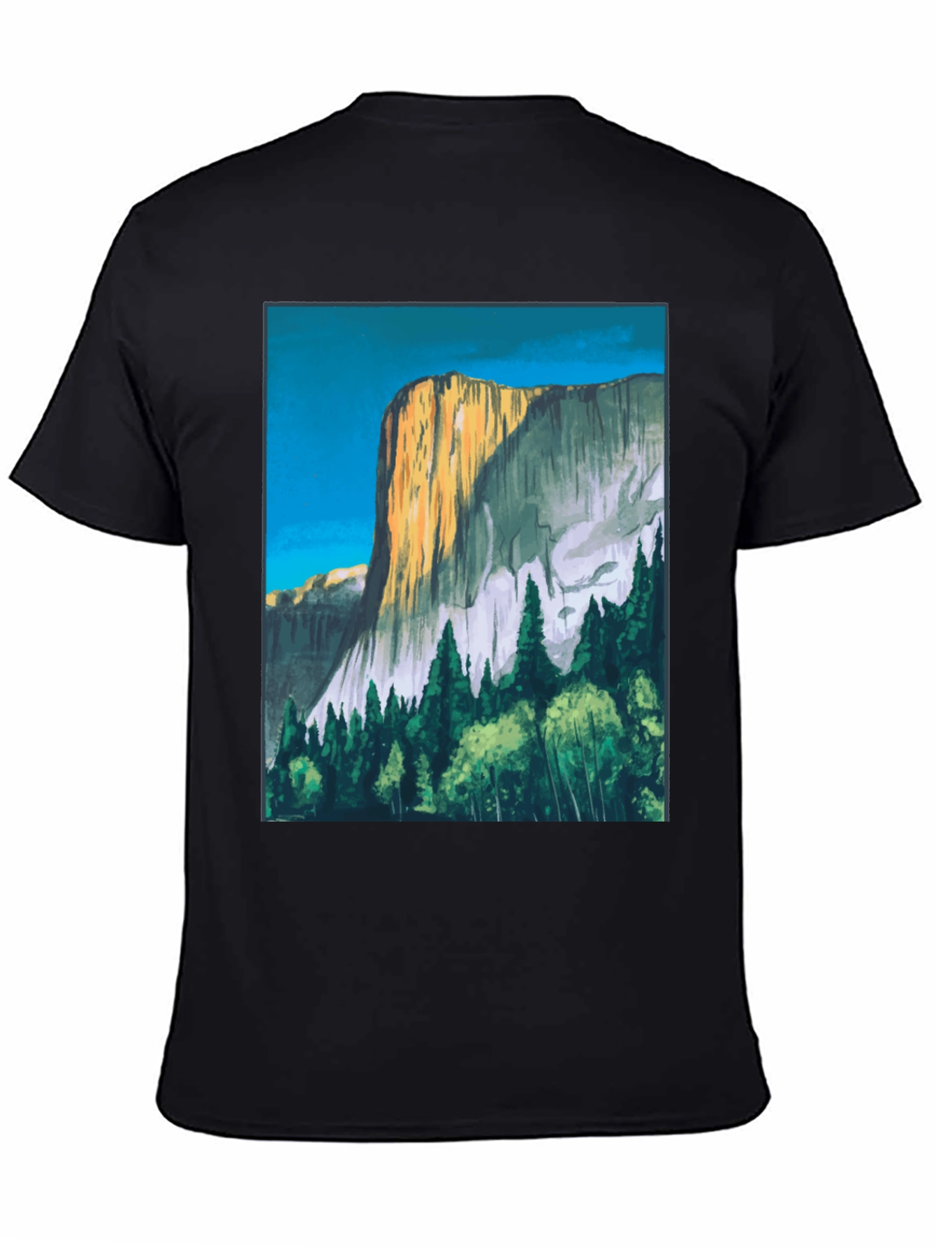 Mountain Vista Graphic Tee - Black Cotton T-Shirt