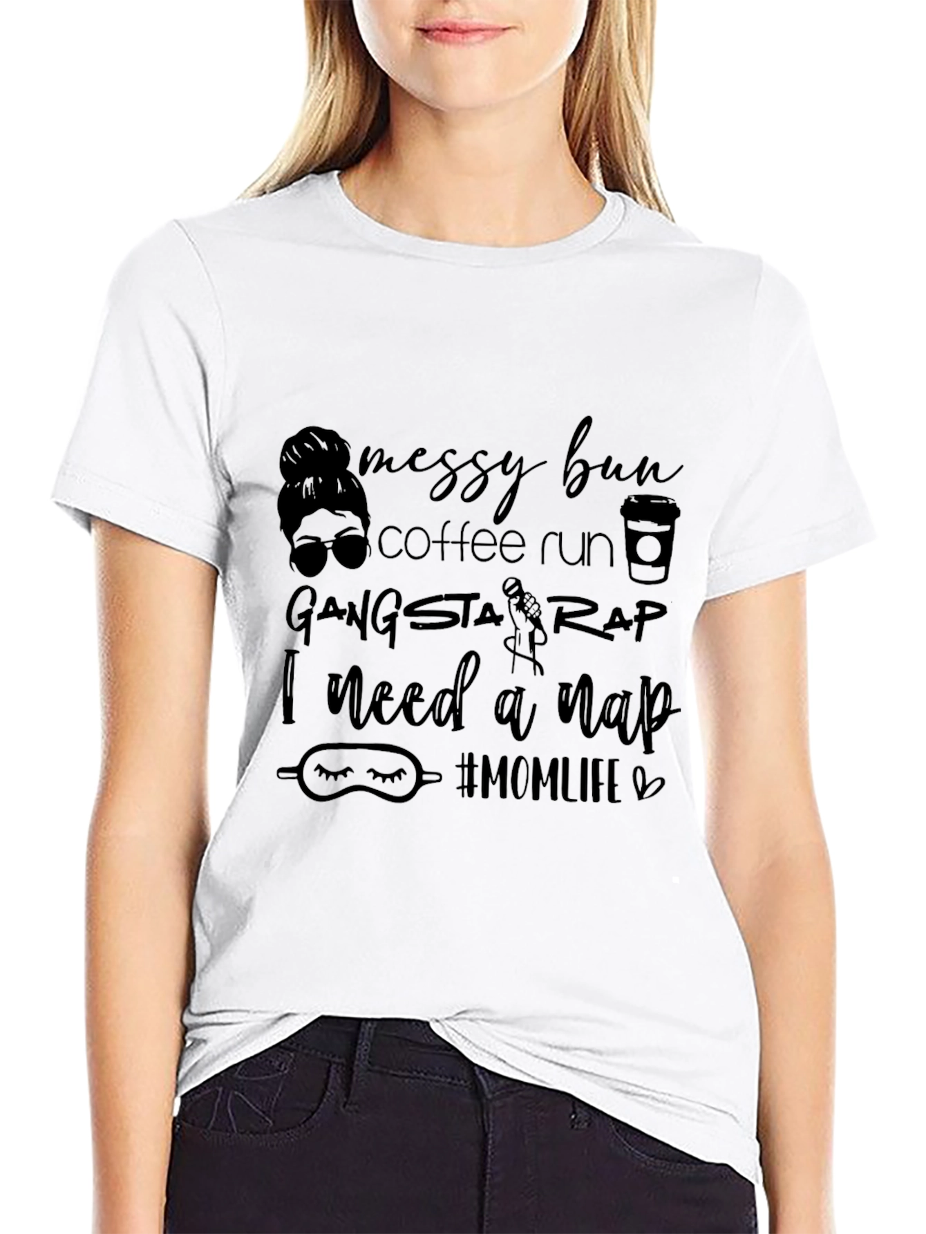 Messy Bun Coffee Run Mom T-Shirt